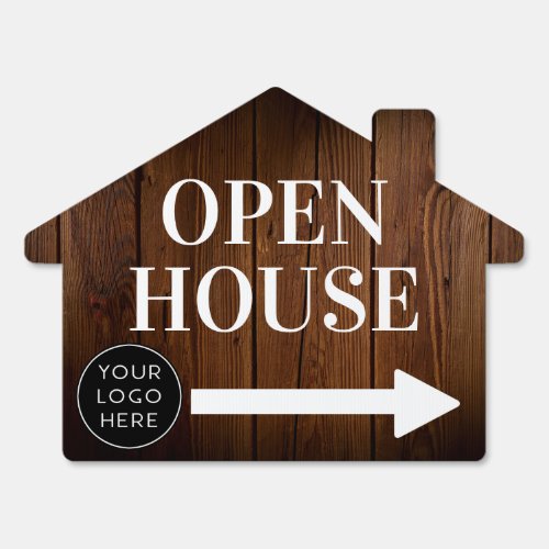 Open House Realtor Logo Rustic Wood Sign