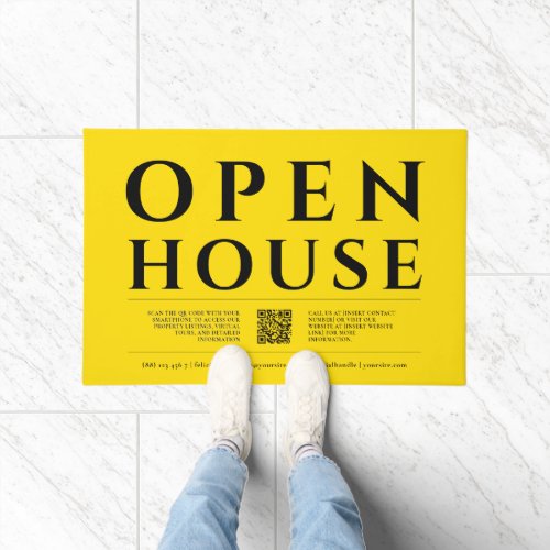OPEN HOUSE Realtor Real Estate Agent Bright Yellow Doormat