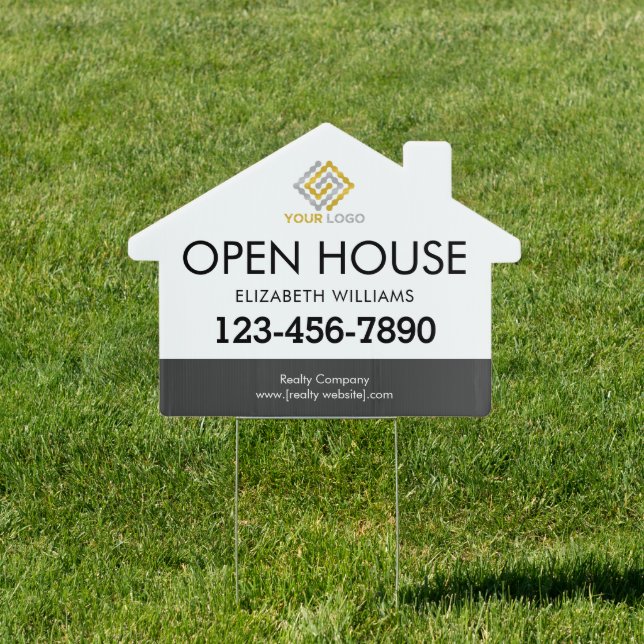 Open House Realty Logo House-Shaped Custom Sign (Insitu)
