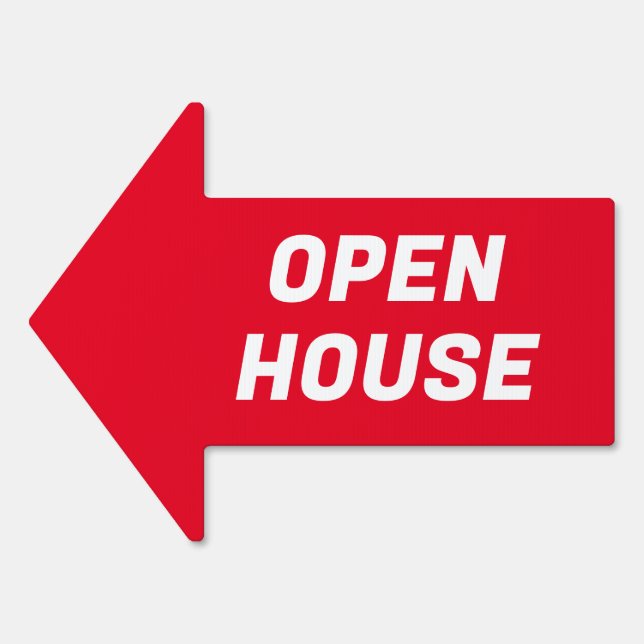 Open House Red Arrow Yard Sign (Front)