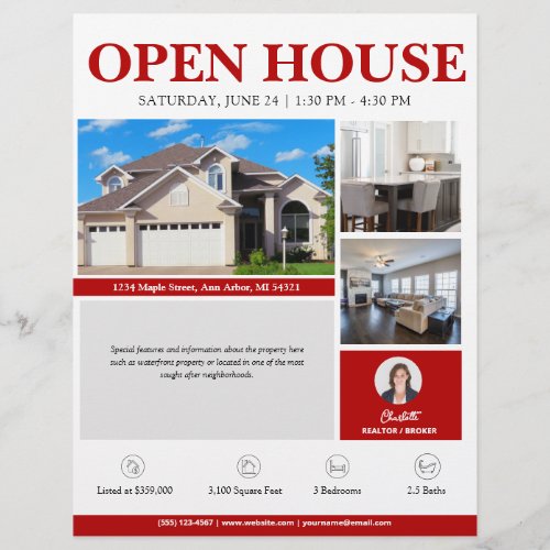 Open House Red Real Estate Flyer