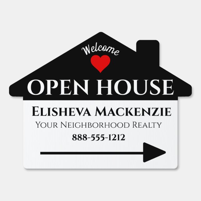 Open House Right Arrow Realty Real Estate Agent Sign (Front)