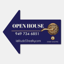 Open House Sign Navy door L33