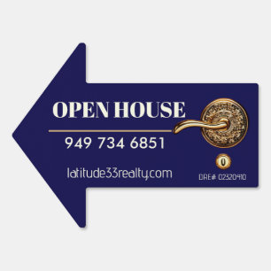 Open House Sign Navy door L33