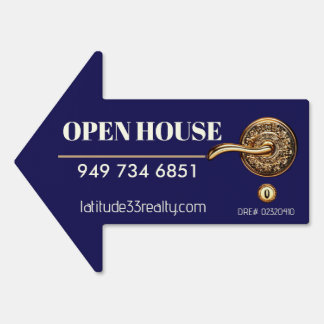 Open House Sign Navy door L33