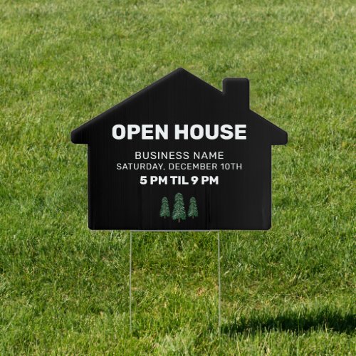 Open House Small Business Evergreen Holiday Custom Sign