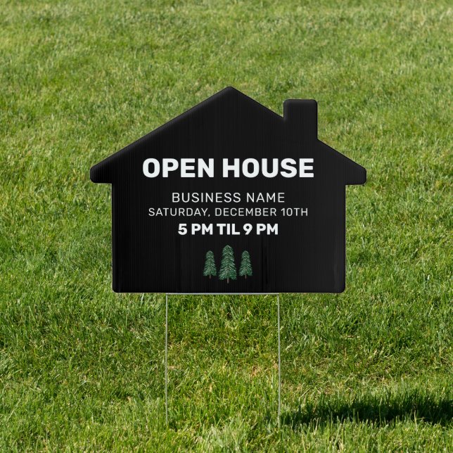 Open House Small Business Evergreen Holiday Custom Sign (Insitu)