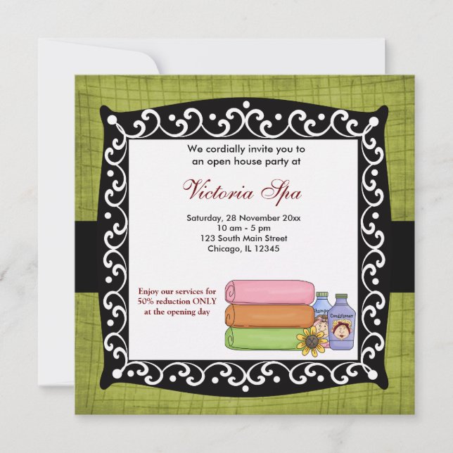 Open House Spa Business Invitation (Front)