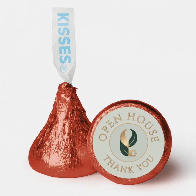 Open House Thank You Seal Logo Sticker Sage + Gold Hershey®'s Kisses® (Front)