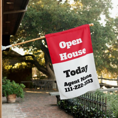 Open House Today Black White and Red Text Template House Flag