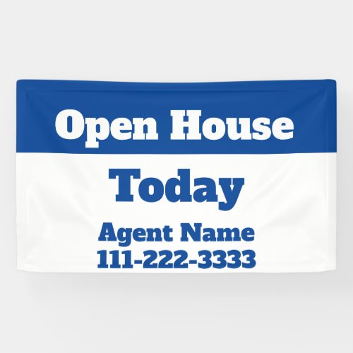 Open House Today Blue and White Real Estate Agent Banner