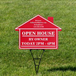 OPEN HOUSE TODAY By Owner Real Estate For Sale Sign