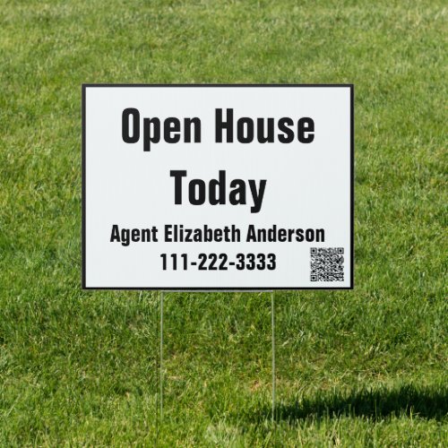 Open House Today QR Code Real Estate Agent Sign