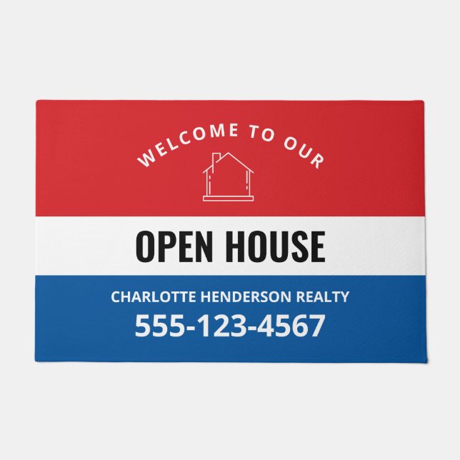 Open House Welcome Sign Doormat (Front)