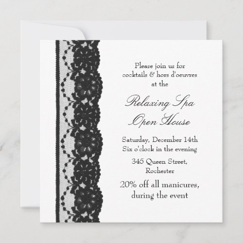 Open House White French Lace Invitation