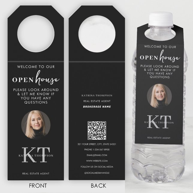Open Houses & Real Estate Agents Photo Black Bottle Hanger Tag (Open Houses & Real Estate Agents Photo Black Bottle Hanger Tag)