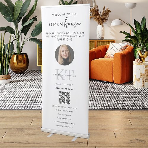 Open Houses  Real Estate Agents Photo QR Code Retractable Banner
