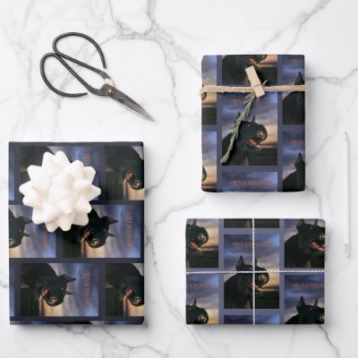 Open If You Dare. Big, black dog Wrapping Paper Sheets