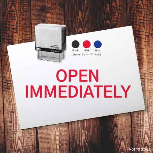 Open Immediately Notice Self Inking Rubber Stamp
