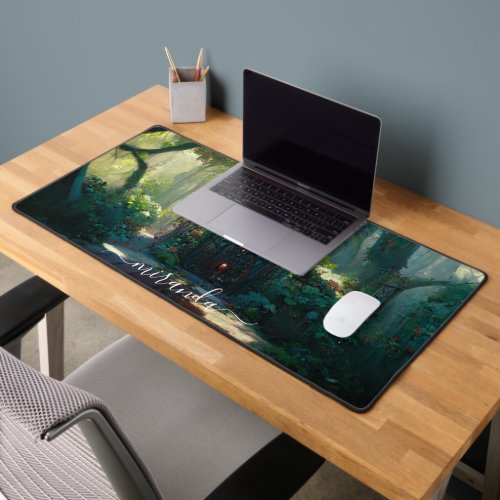 Open Iron Gate Mystic Forest leads Secret Garden Desk Mat