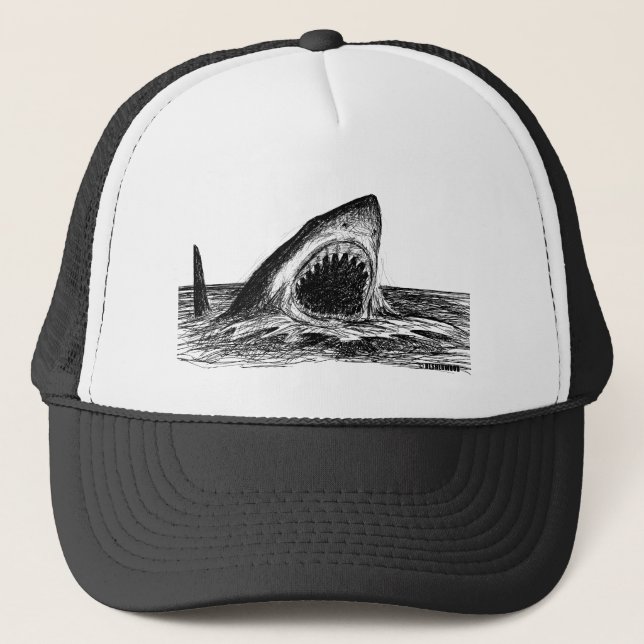 OPEN JAWS Crosshatch Art Trucker Hat (Front)