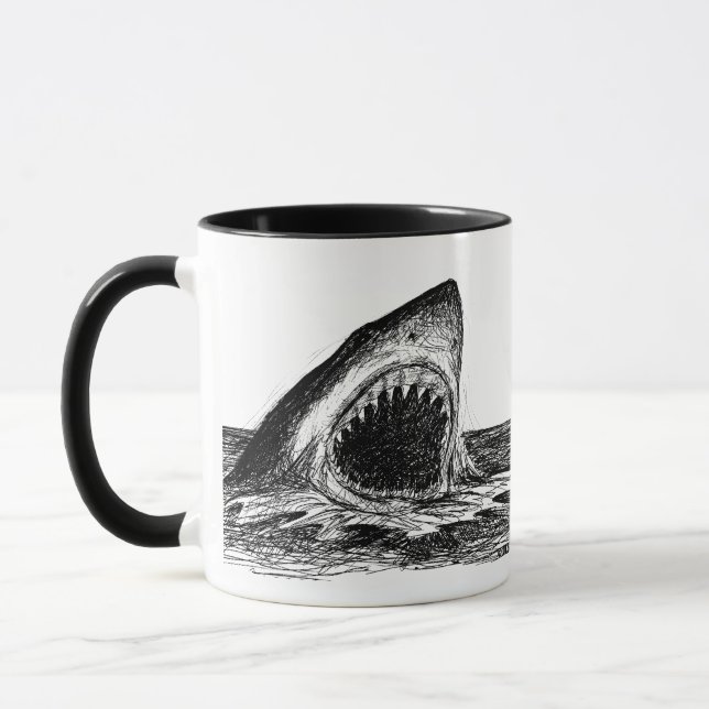 OPEN JAWS Great White Shark Designer Mug (Left)