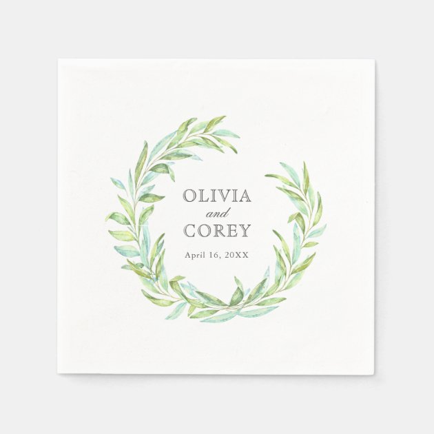 Open Laurel Wreath Wedding Paper Napkin