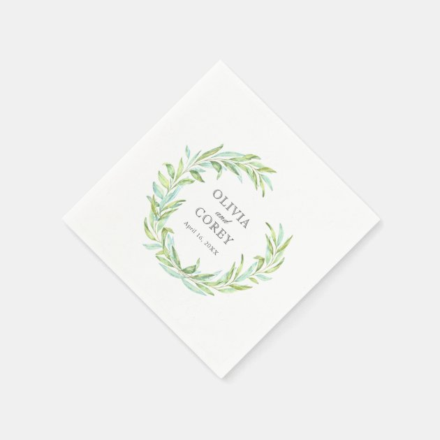 Open Laurel Wreath Wedding Paper Napkin