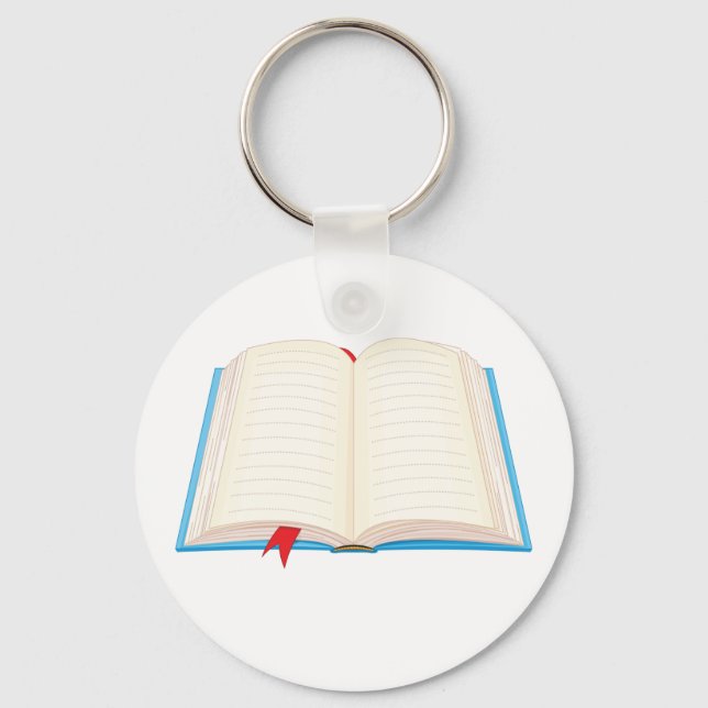 Open Lined Book Red Bookmark Keychain (Front)