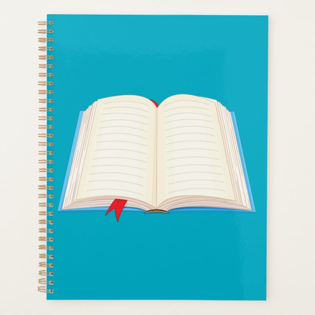 Open Lined Book Red Bookmark Planner (Front)