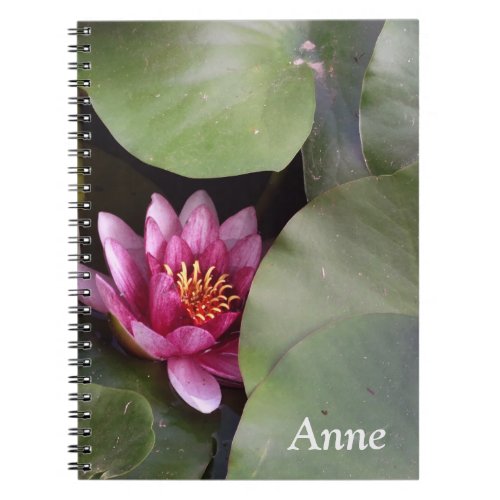 Open Lotus flower Custom Name Notebook