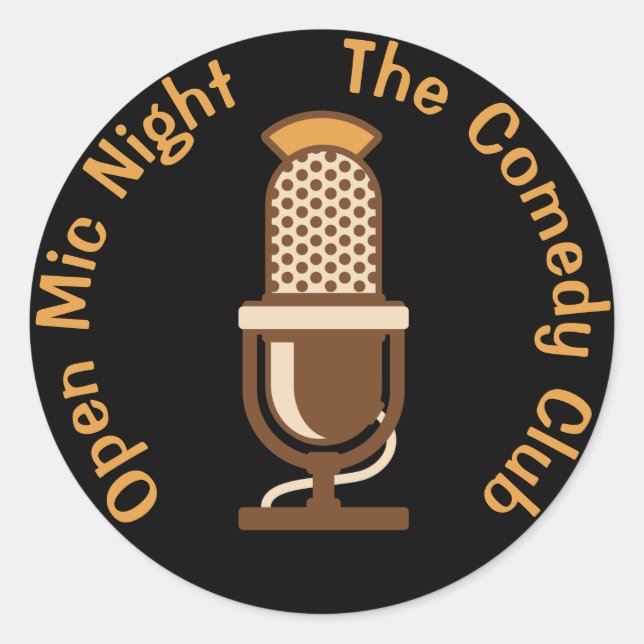 Open Mic Night Customized Classic Round Sticker (Front)