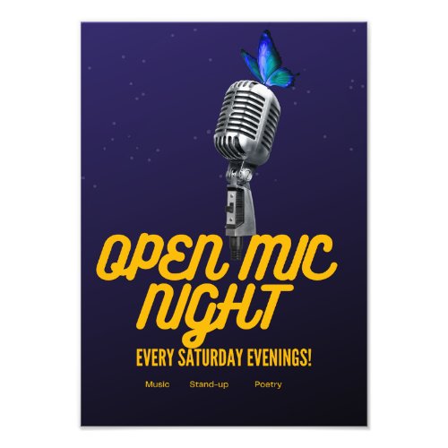 open mic stand up retro poster