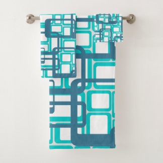 Open Mid-Century Modern Rectangles Bath Towel Set