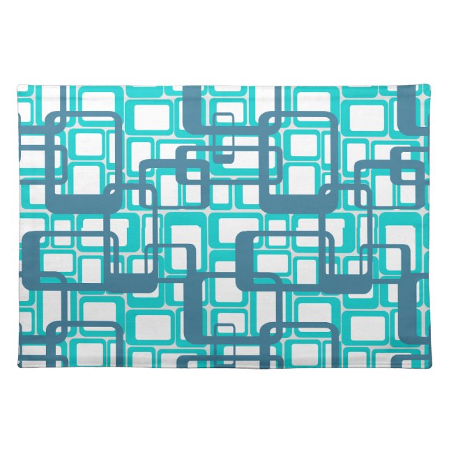 Open Mid-Century Modern Rectangles Cloth Placemat (Front)