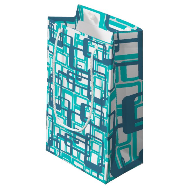 Open Mid-Century Modern Rectangles Small Gift Bag (Front Angled)
