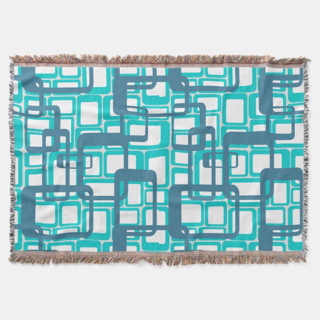 Open Mid-Century Modern Rectangles Throw Blanket (Front)
