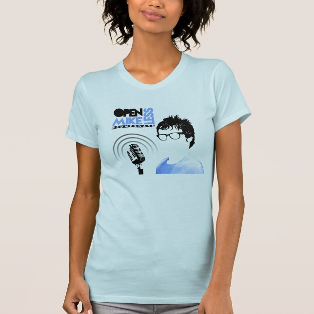 Open Mikeless Tshirt Blue Women With Tour Dates (Front)