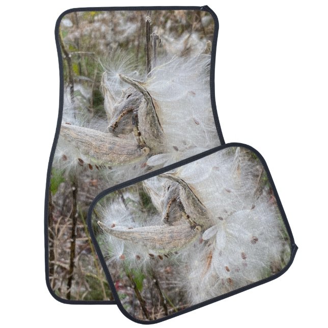 Open Milkweed Pods | Seeds with Silk | Car Floor Mat (Set)