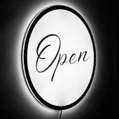 OPEN Modern Minimalist Black and White Script Cool LED Sign