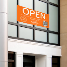OPEN Modern Orange Business Logo QR Code 