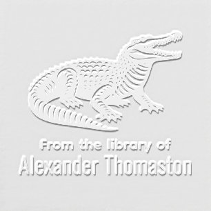 Open Mouth Crocodile From the Library of Book Name Embosser
