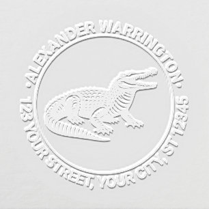 Open Mouth Crocodile Name Return Address R Embosser