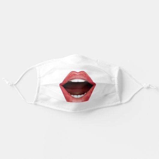 Open Mouth Funny Adult Cloth Face Mask (Front, Unfolded)