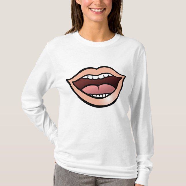 Open Mouth Lips Teeth Tongue T-Shirt (Front)