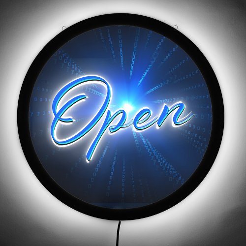 OPEN Neon Blue Sparkling Star Elegant Minimalist LED Sign