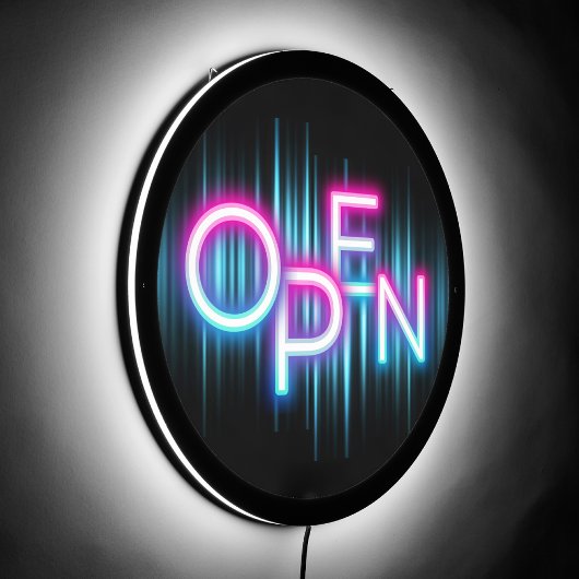 OPEN Neon Pink Blue Typography Modern Elegant Cool LED Sign