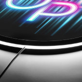 OPEN Neon Pink Blue Typography Modern Elegant Cool LED Sign (Edge)
