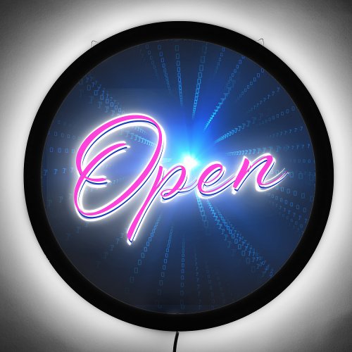 OPEN Neon Pink Sparkling Star Blue Minimalist Cool LED Sign