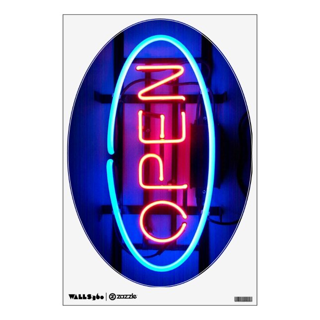 Open Neon Sign Wall Decal (Front)